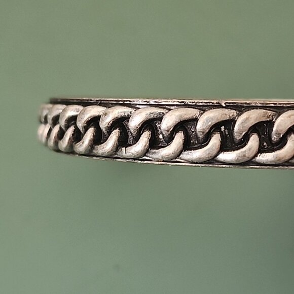 RJ Graziano Bangle Bracelet Pewter Tone Twisted Chain Design Brutalist - Picture 3 of 3